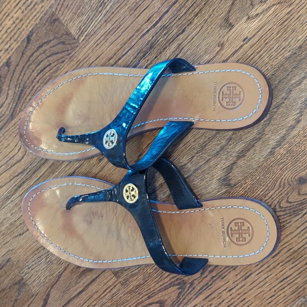 Tory Burch leather sandals 10, Navy